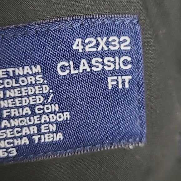 Stafford 42x32 Navy Blue Classic Fit Herringbone Twill Men's Dress Pants Uniform - Picture 3 of 10